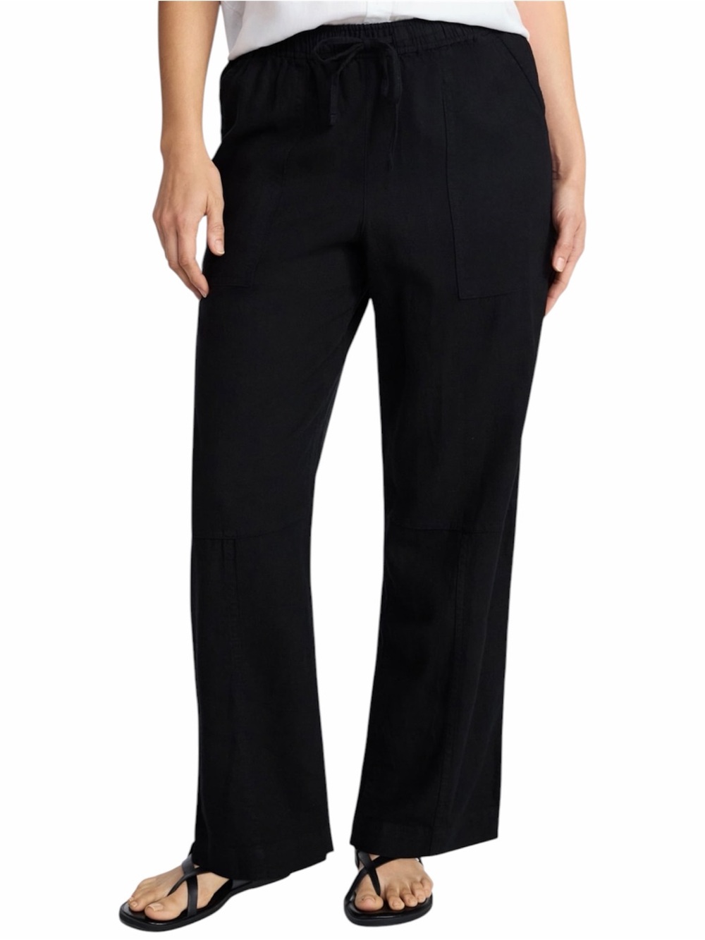 TIME AND TRU Black Wide Leg Linen Blend Pants NWT
